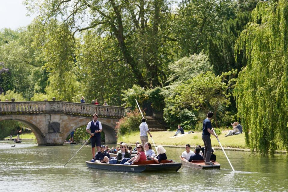 People punting on the River Cam in Cambridge. (Joe Giddens/PA Wire)