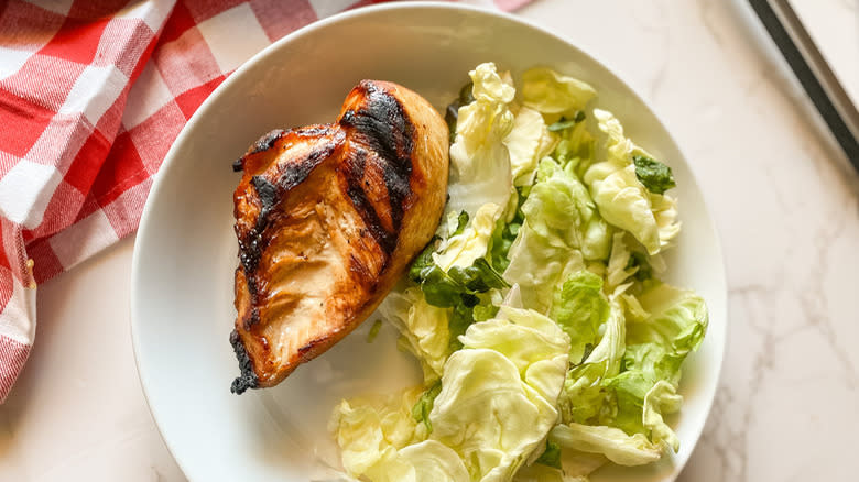 Cooked chicken breast with lettuce