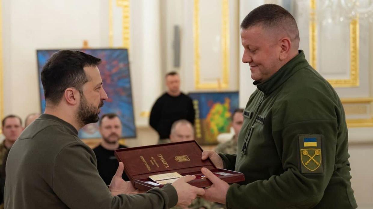 Valerii Zaluzhnyi being awarded the Hero of Ukraine title on 9 February 2024. Photo: Ukrainian President's Office