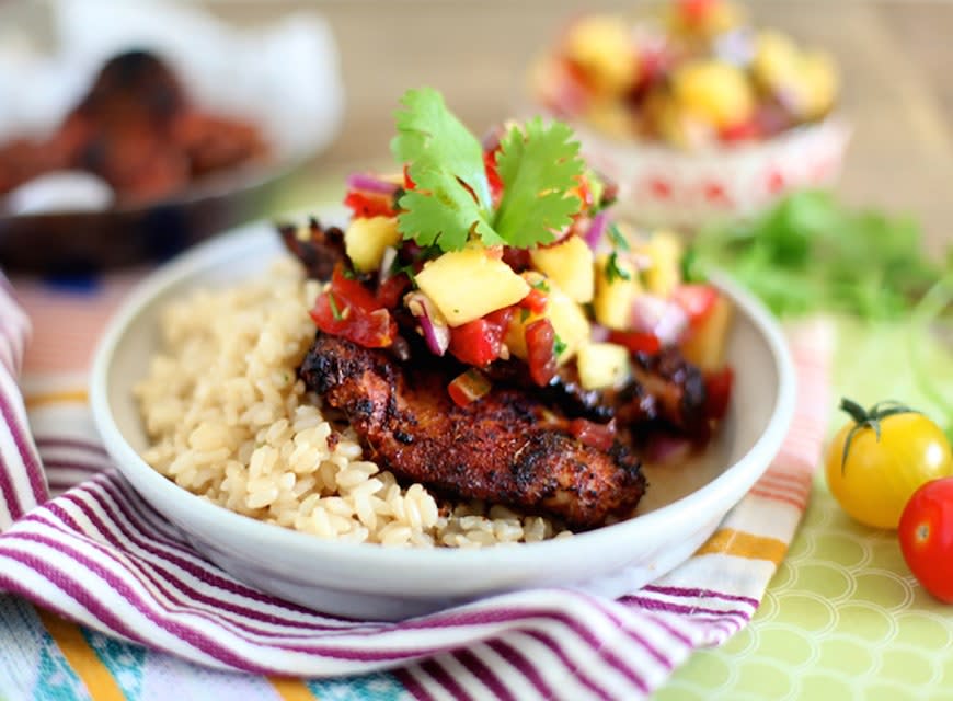 Spice-Rubbed BBQ Chicken and Pineapple Salsa from Nutritionist in the Kitch