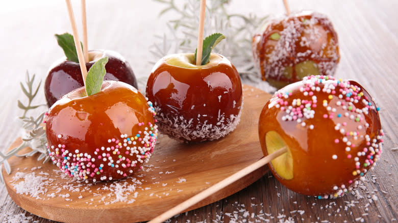 Candied apples with sprinkles