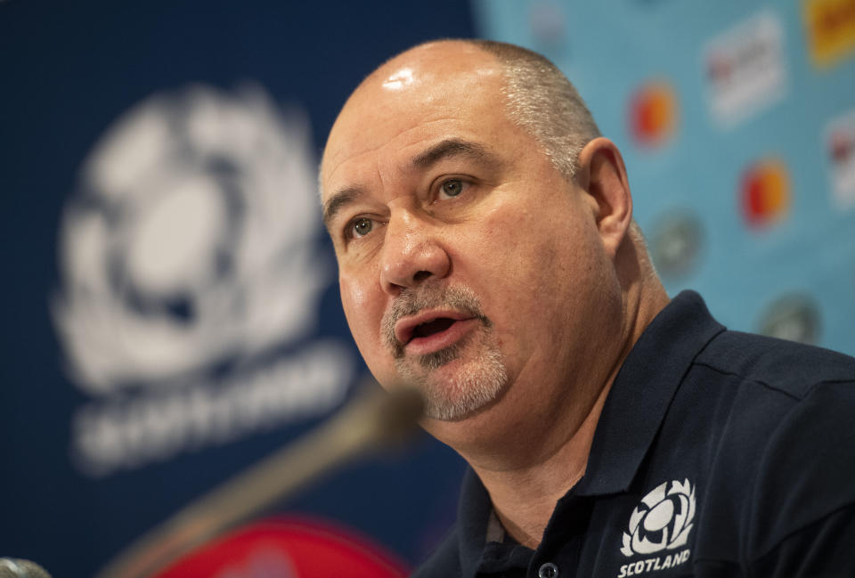 YOKOHAMA, JAPAN - OCTOBER 11: SRU Chief Executive Mark Dodson during a press conference on 11 October, 2019, in Yokohama, Japan. (Photo by Gary Hutchison / SNS Group)