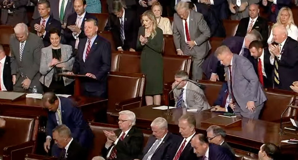 Tom Cole began his speech nominating Jim Jordan for speaker (Screenshot / Washington Post)