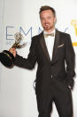 Aaron Paul, winner Outstanding Supporting Actor In A Drama Series for "Breaking Bad," poses in the press room at the 64th Primetime Emmy Awards at the Nokia Theatre in Los Angeles on September 23, 2012.