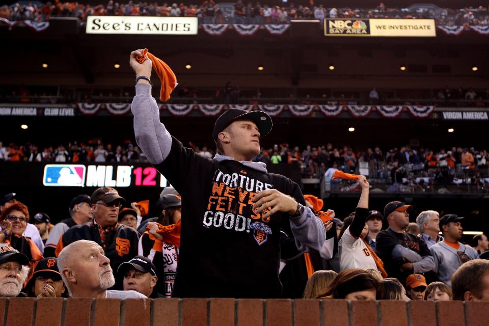 SAN FRANCISCO, CA - OCTOBER 24: Fans cheer during Game One between the San Francisco Giants and the Detroit Tigers in the Major League Baseball World Series at AT&T Park on October 24, 2012 in San Francisco, California. (Photo by Christian Petersen/Getty Images)