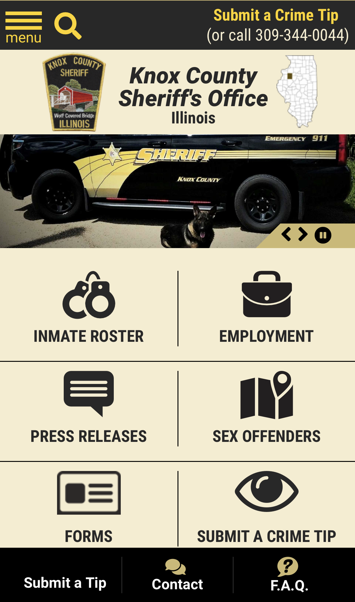 The Knox County Sheriff's Office launched a new responsive website on June 15, 2022, where residents can find the latest information regarding the operations of the sheriff's office as well as locate area sex offenders.