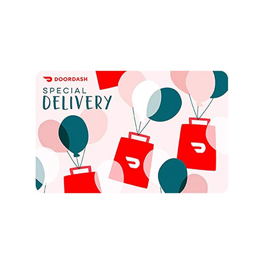 <p><a href="https://www.amazon.com/DoorDash-Special-Delivery-Gift-mail/dp/B08NY361XX/ref=asc_df_B08NY361XX/?tag=syn-yahoo-20&ascsubtag=%5Bartid%7C10051.g.60388650%5Bsrc%7Cyahoo-us" rel="nofollow noopener" target="_blank" data-ylk="slk:Shop Now;elm:context_link;itc:0;sec:content-canvas" class="link rapid-noclick-resp">Shop Now</a></p><p>Meal Delivery Gift Card</p><p>amazon.com</p><p>$80.00</p>