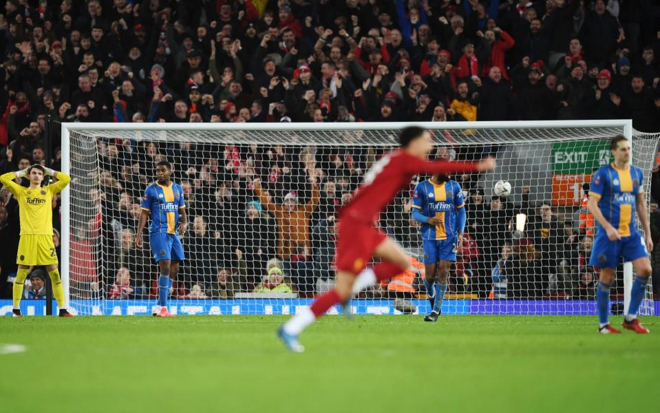 Shrewsbury Town were undone by a second-half own-goal which saw Liverpool's youngsters set up fifth-round tie with Chelsea - Getty Images Europe