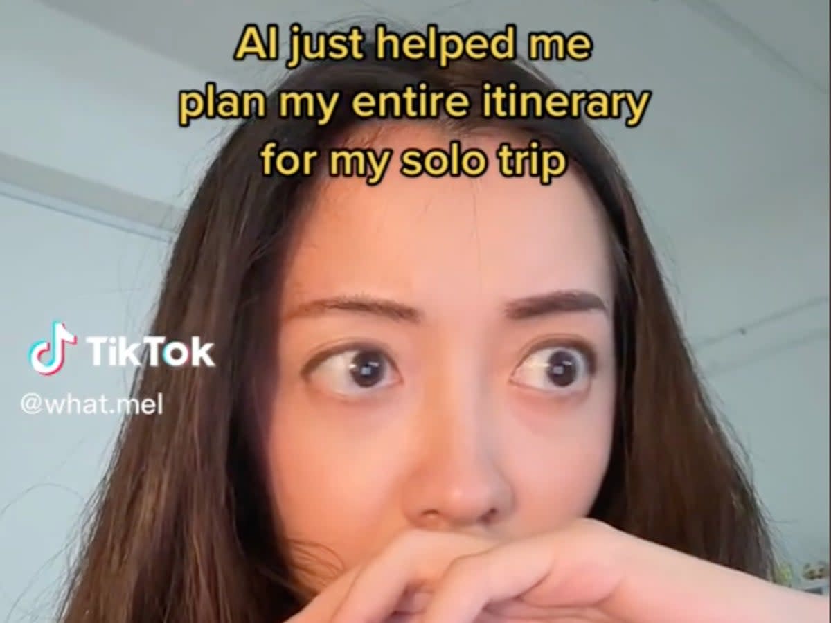 A screengrab from the woman’s TikTok sharing her AI experience (https://www.tiktok.com/@what.mel)