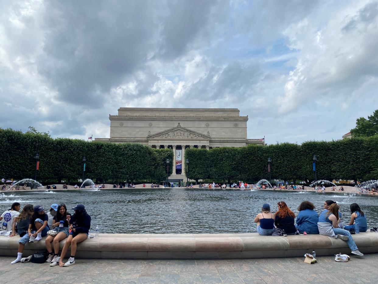 The National Archives Museum see from the National Gallery of Art – Sculpture Garden, where visitors can cool off during the summer.