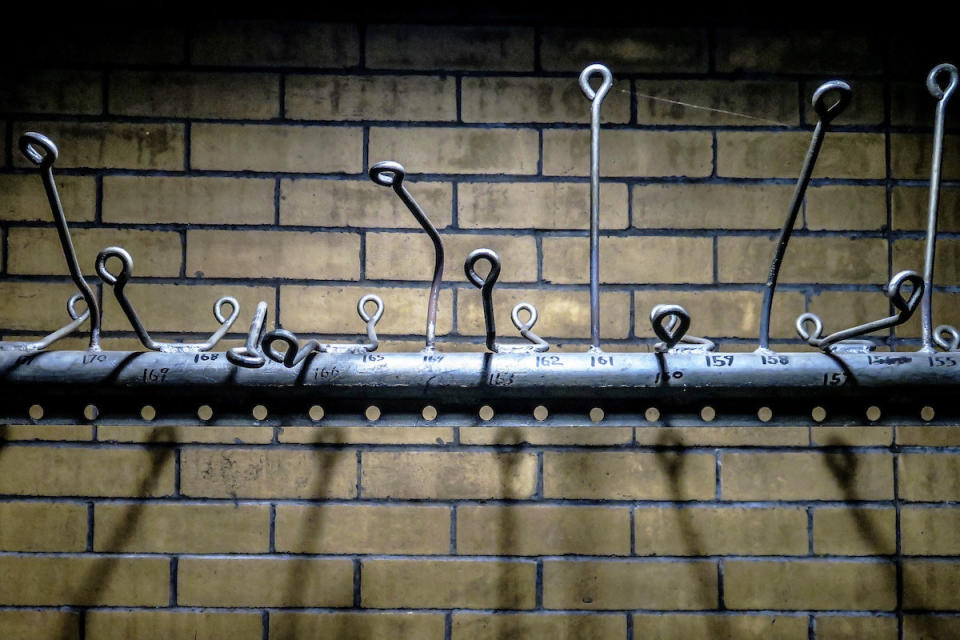 Coat hooks in the General Electric clubhouse that have gone unused for decades.