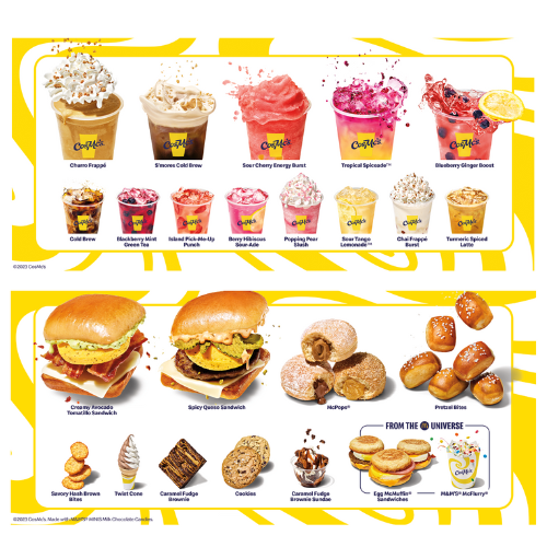 Here's a look at the CosMc menu items at the new McDonald's restaurant concept opening in Bolingbrook, Ill. sometime this week.