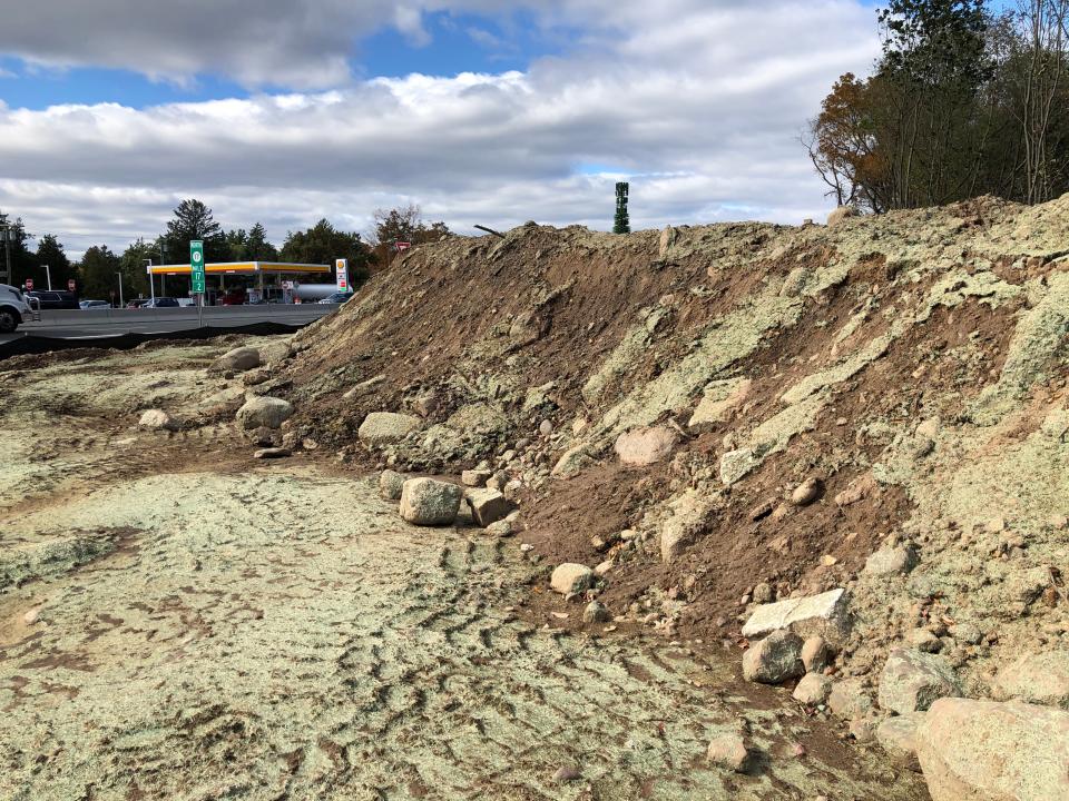 Dirt being assembled for berm along Route 17 north in Ridgewood.