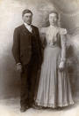 <p>“As a whole, the collection is a snapshot — or a “film” — of married life about to happen, and relationships in the process of being formed, in the late 19th century.” (Pictured: Vintage wedding portraits from “I Do, I Do” exhibit) </p>