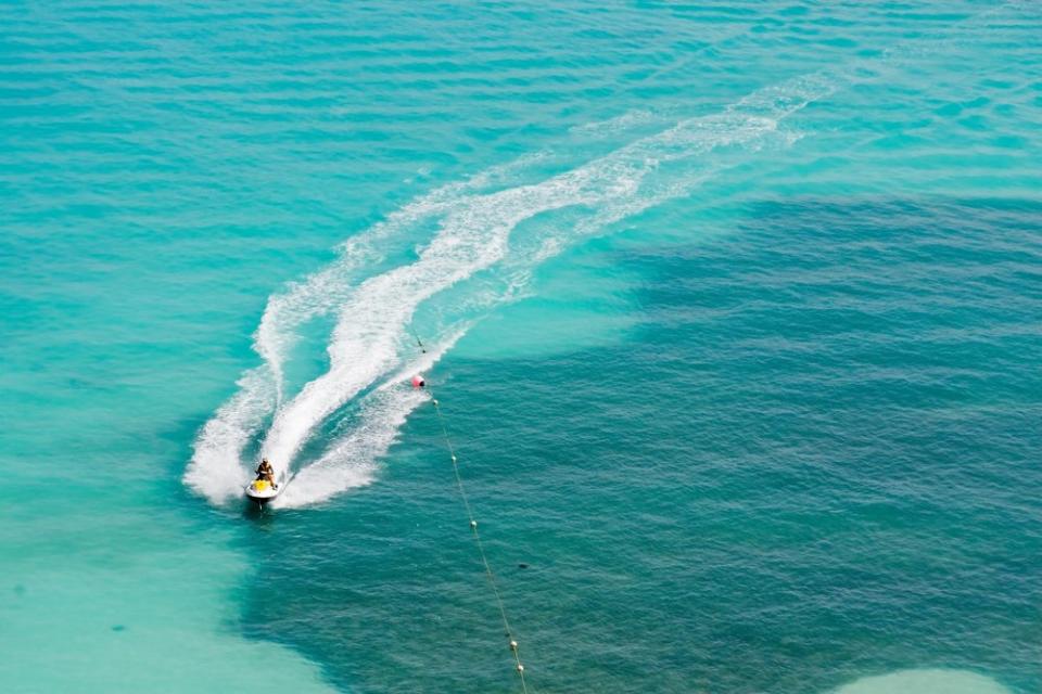 person on a jet ski in the ocean 