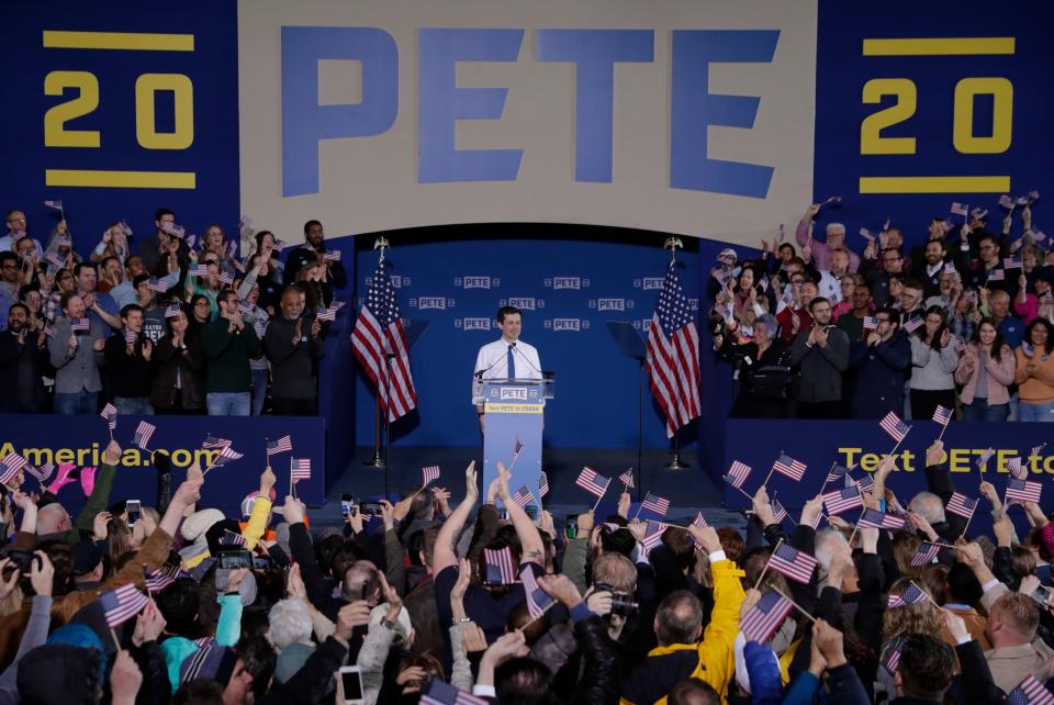 Pete Buttigieg announced his presidential bid on April 14, 2019 at a rally in South Bend, Indiana. He is currently the mayor there. (Photo: ASSOCIATED PRESS)