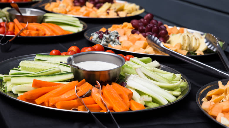 Vegetable and cheese party platters