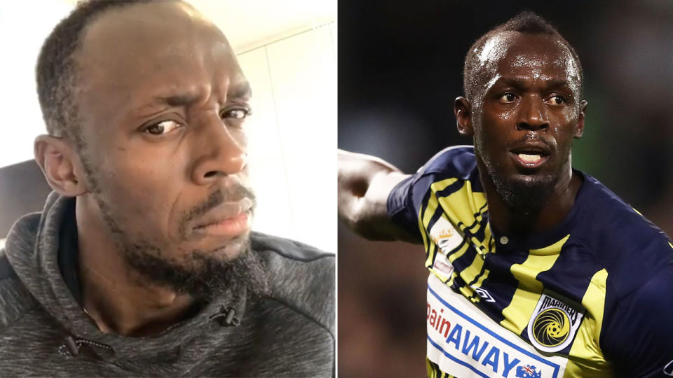 Usain Bolt isn’t even a professional footballer yet, and he’s being drug tested. Pic: Instagram/Getty