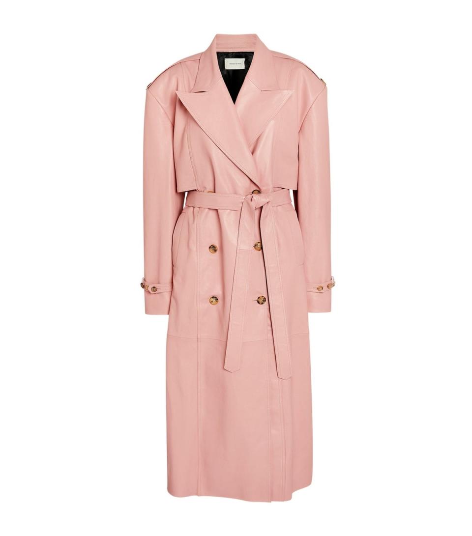 Magda Butrym Oversize Leather Trench Coat in Pink (Magda Butrym)