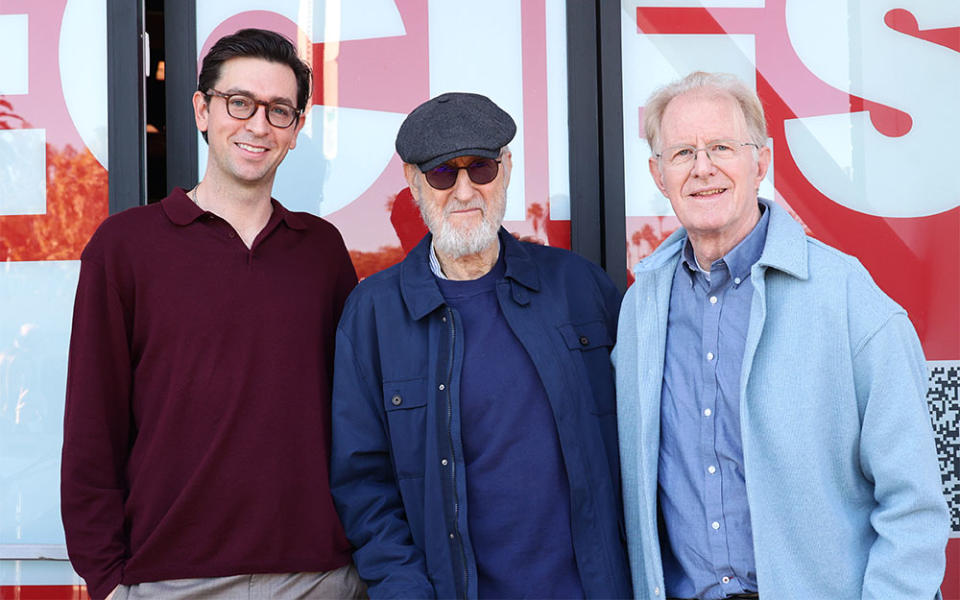 Nicholas Braun, James Cromwell, and Ed Begley Jr. attend grand opening of PETA's The James Cromwell Empathy Center at The James Cromwell Empathy Center on January 06, 2024 in Los Angeles, California.
