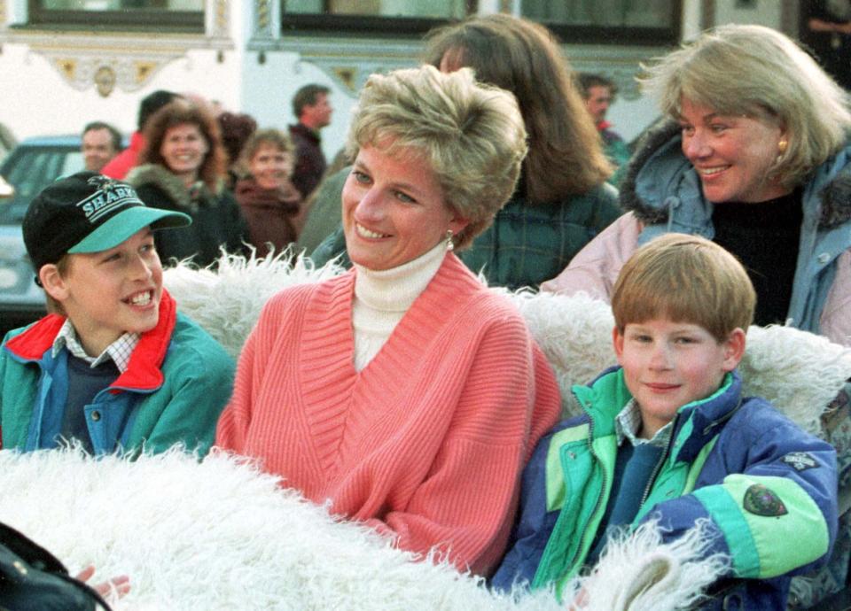 Princes Harry and William on a ski trip with their mother Princess Diana (Reuters)