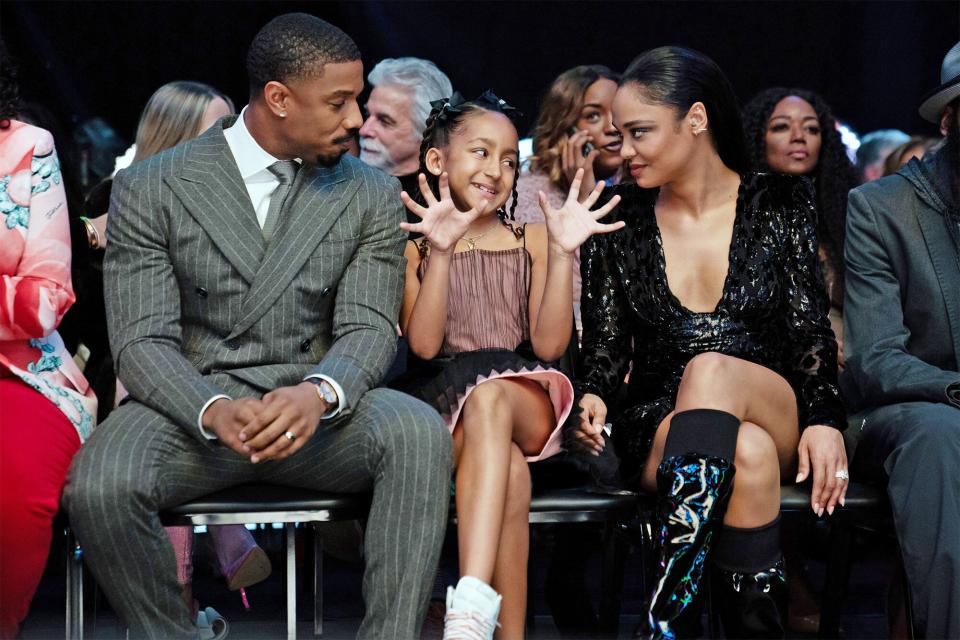 CREED III, from left: Michael B. Jordan, Mila Davis-Kent, Tessa Thompson, 2023. ph: Eli Ade /© MGM /Courtesy Everett Collection