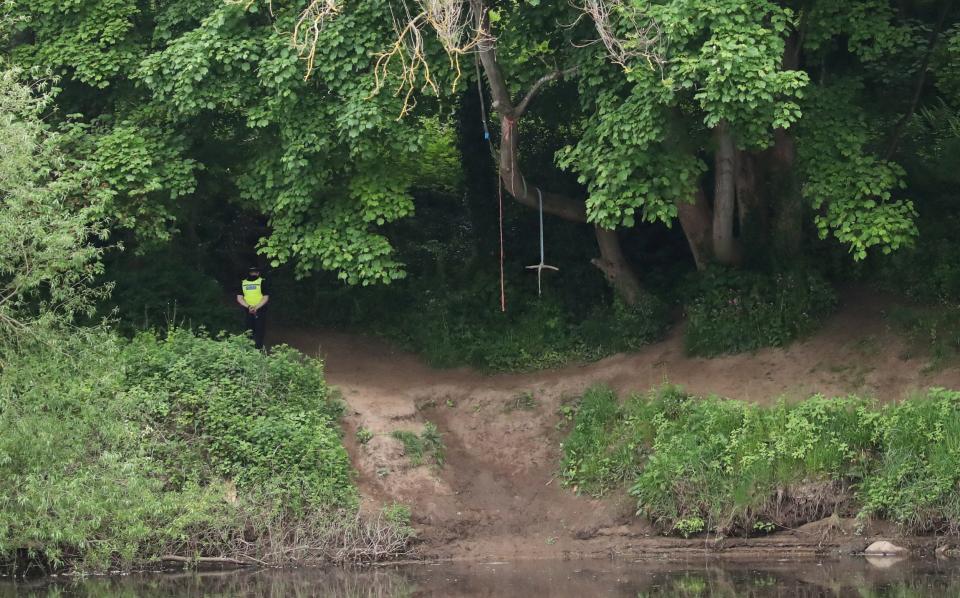 The rope swing was on the banks of the river
