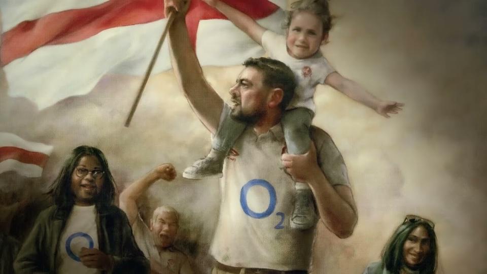 Painting of England rugby fans