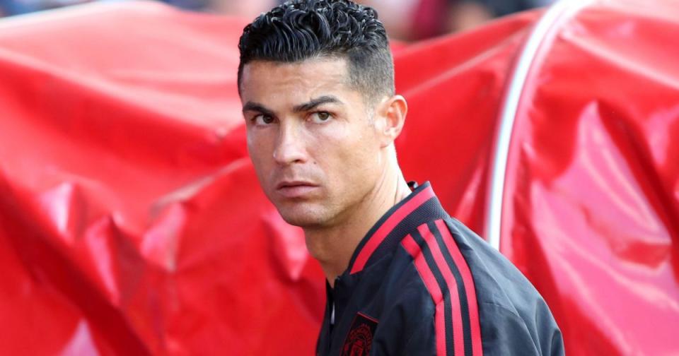 Cristiano Ronaldo looks intensely at the camera Credit: Alamy