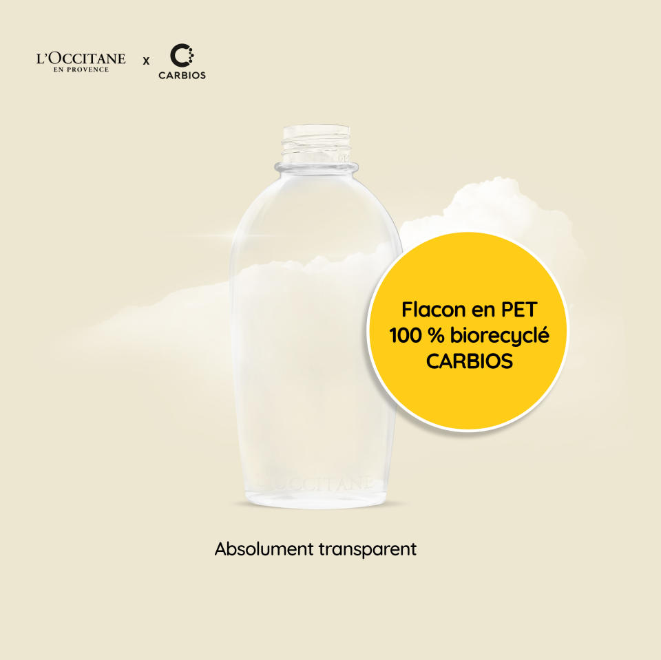 Flacon en PET 100% biorecyclé CARBIOS absolument transparent