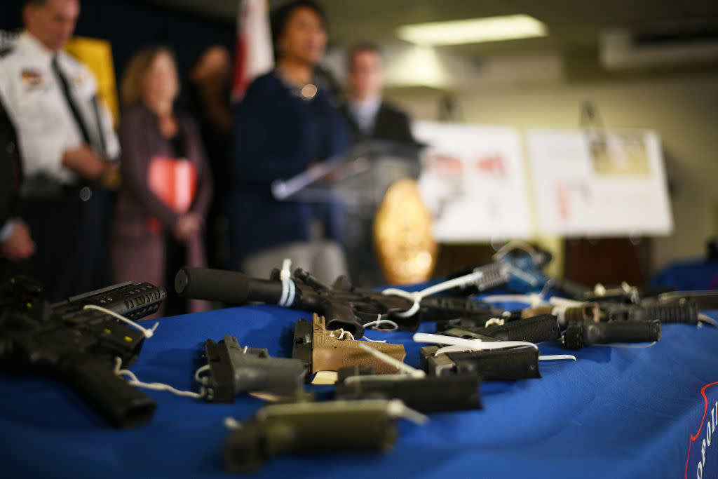 WASHINGTON, D.C. - FEBRUARY 28: Ghost guns that were secured by