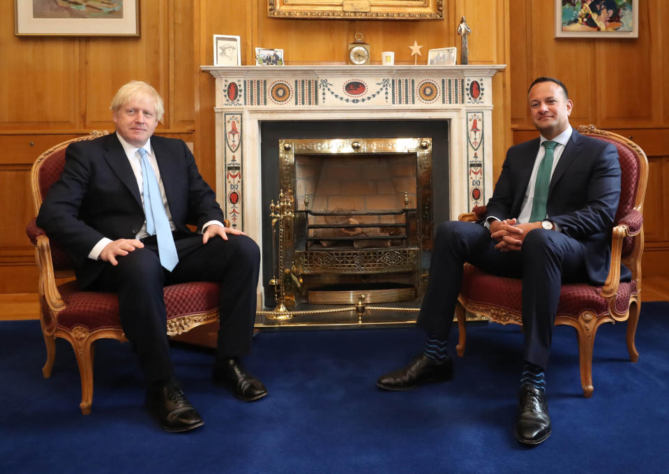 Prime Minister Boris Johnson meets Taoiseach Leo Varadkar in Government Buildings during his visit to Dublin.