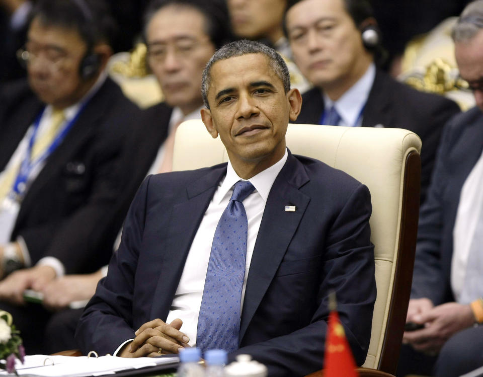 U.S. President Barack Obama attends the East Asia Summit at the Peace Palace in Phnom Penh, Cambodia Tuesday, Nov. 20, 2012. Obama is in Cambodia on the final leg of his three-country tour of Southeast Asia. (AP Photo/Heng Sinith)