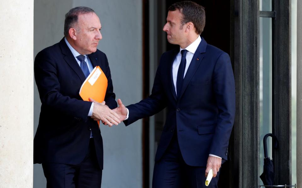 French employers body MEDEF union leader Pierre Gattaz leaves the Elysee Palace in Paris after meeting President Emmanuel Macron - Credit: PHILIPPE WOJAZER/Reuters