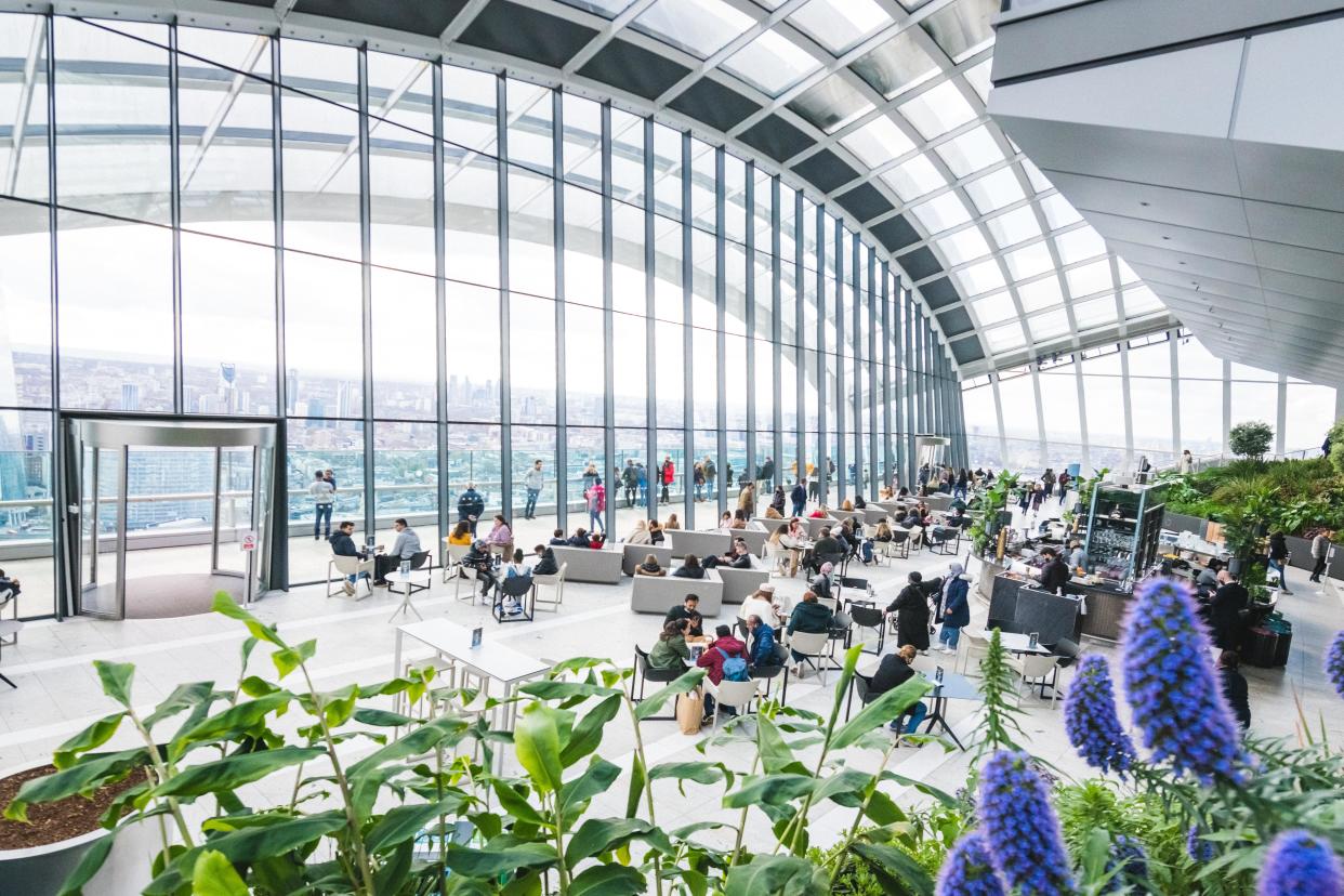 People visit the Sky Garden as it opens its doors to members of the public on April 12 - but it had to close soon afterwards (Getty Images)