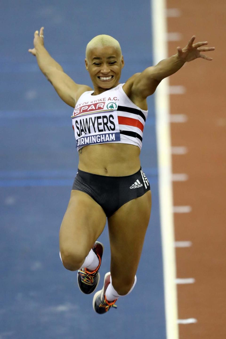 Jazmin Sawyers at the Women's Long Jump Final of the SPAR British Athletics Indoor Championships (Getty Images)