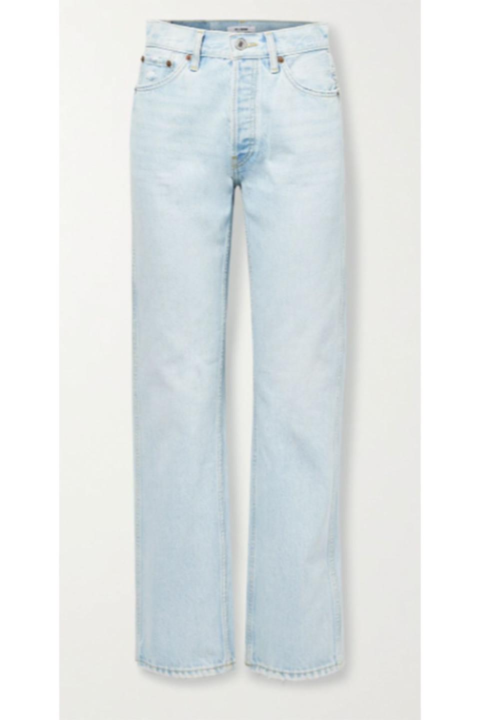 90s Distressed High-Rise Straight-Leg Jeans
