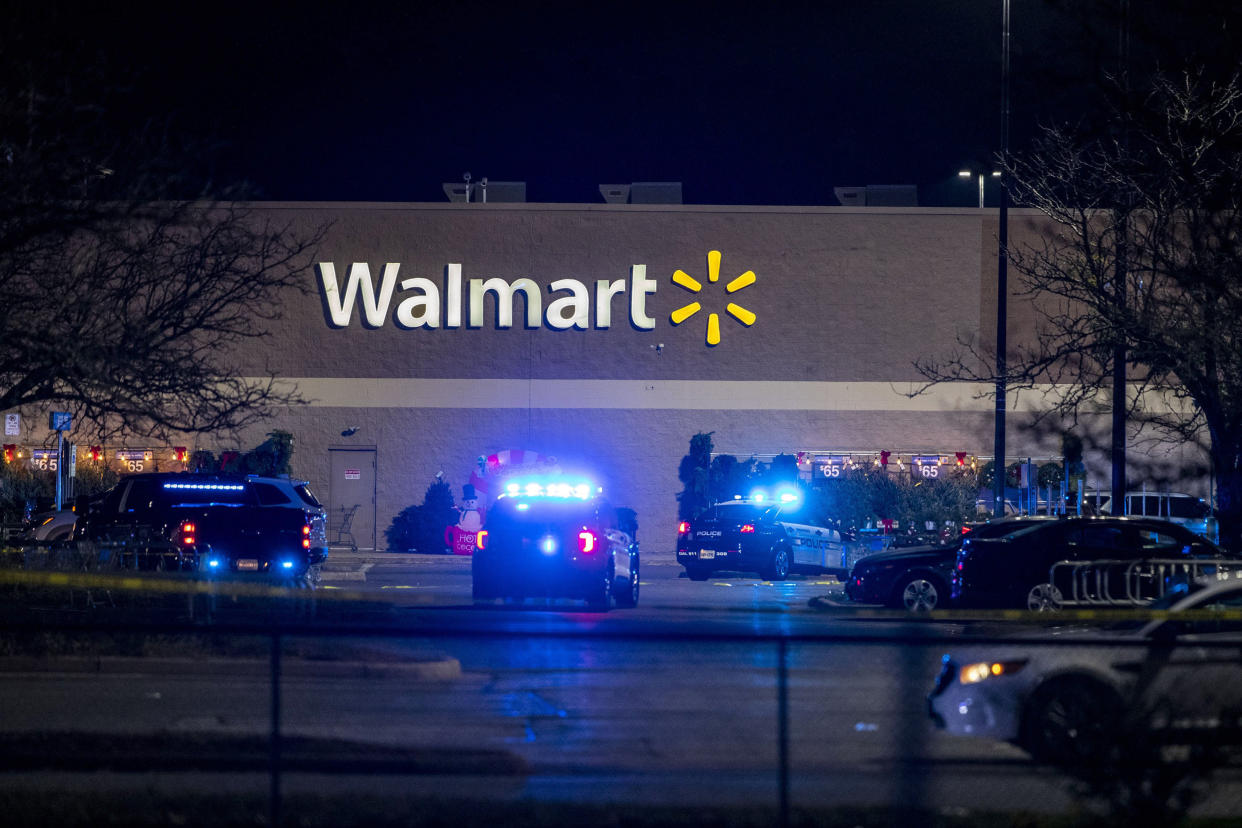 Police at the scene of the shooting. (Kendall Warner/AP)