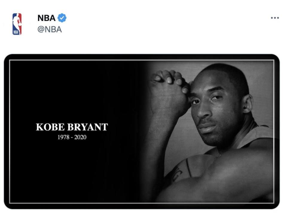 Kobe Bryant tweet from official NBA Twitter account