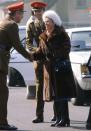 <p>Princess Margaret arriving in West Germany in 1980 to visit the regiments of which she is Colonel-in-Chief, the 15th-19th Hussars. </p>