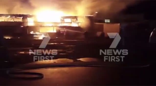 The Fairfield fire destroyed at least two shops. Source: 7 News