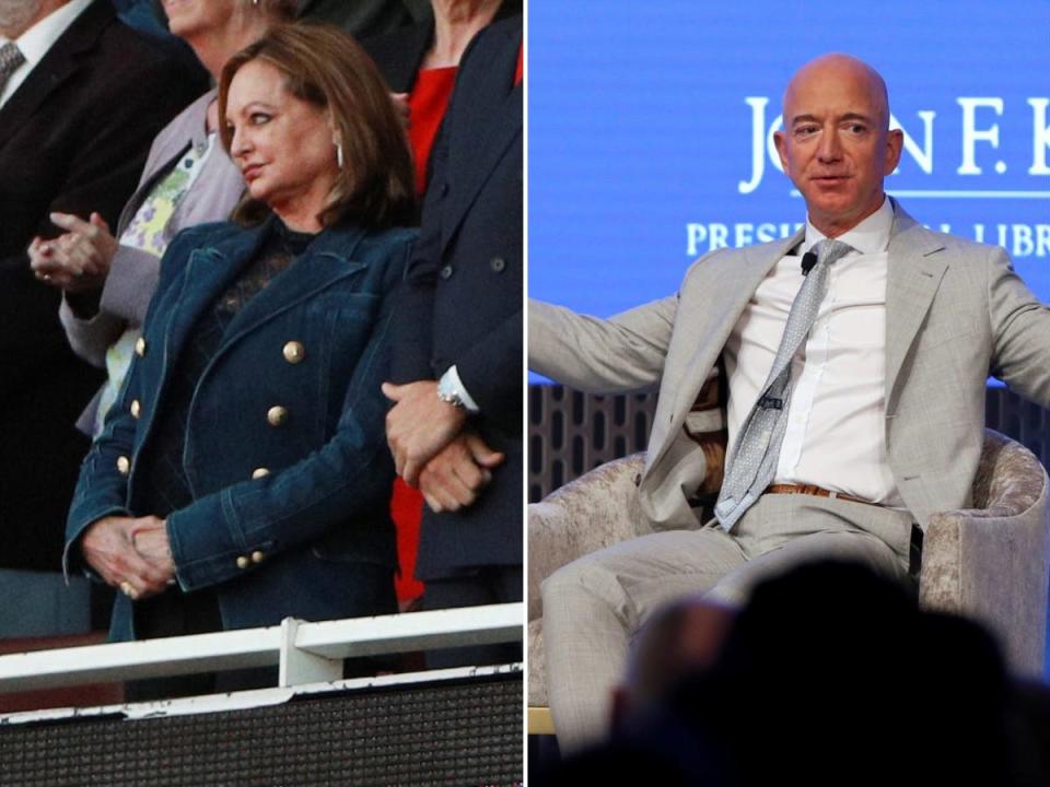 Walmart heiress Ann Walton Kroenke, left; Jeff Bezos, right.