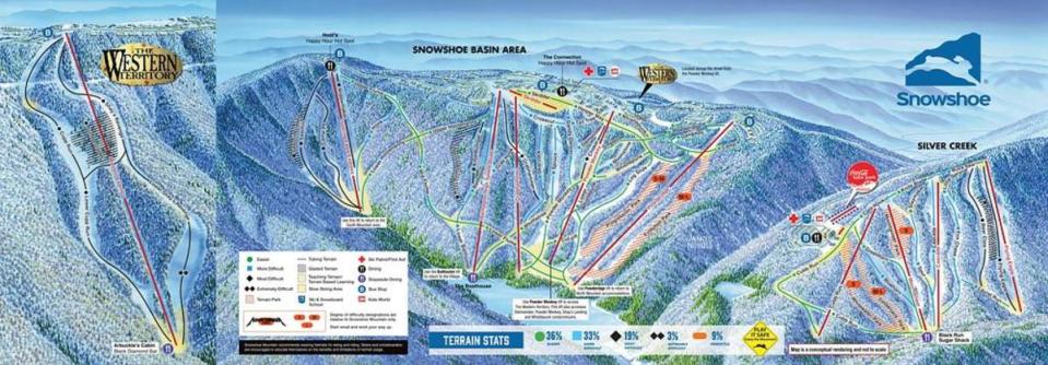 Snowshoe Mountain Trail Map (Western Territory, Snowshoe Basin, Silver Creek)<p>Snowshoe Mountain</p>