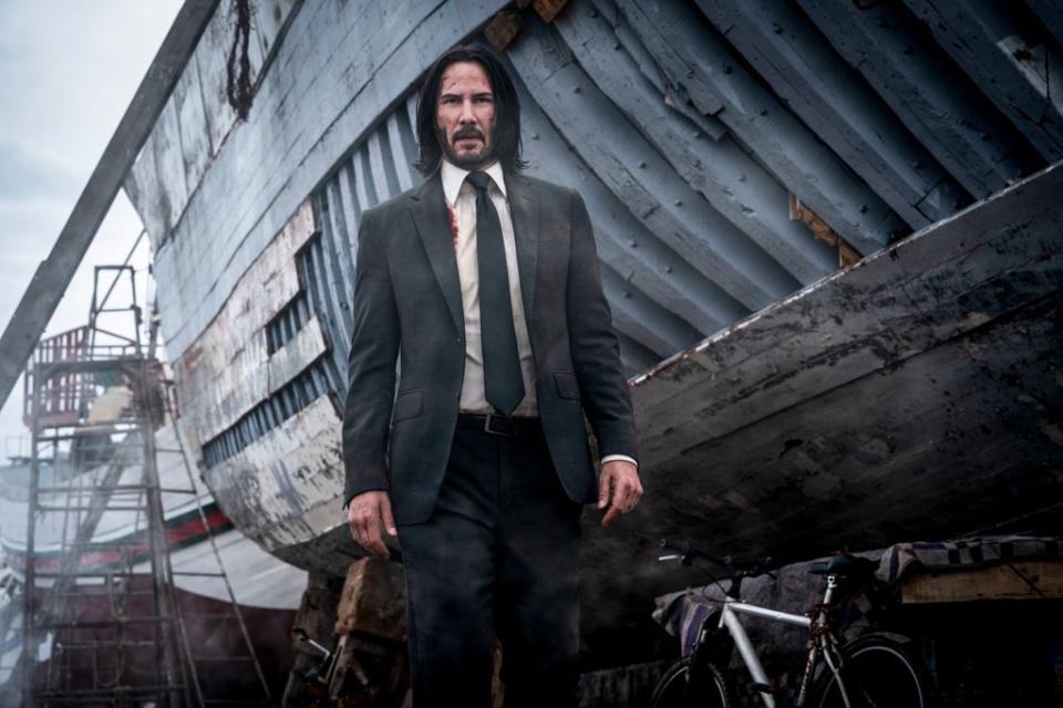 En su papel de John Wick en John Wick: Chapter 3 – Parabellum del 2019 (Lionsgate/Kobal/Shutterstock)