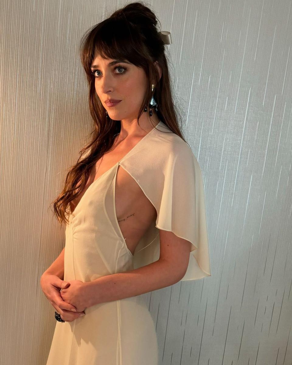 dakota johnson bridal white dress