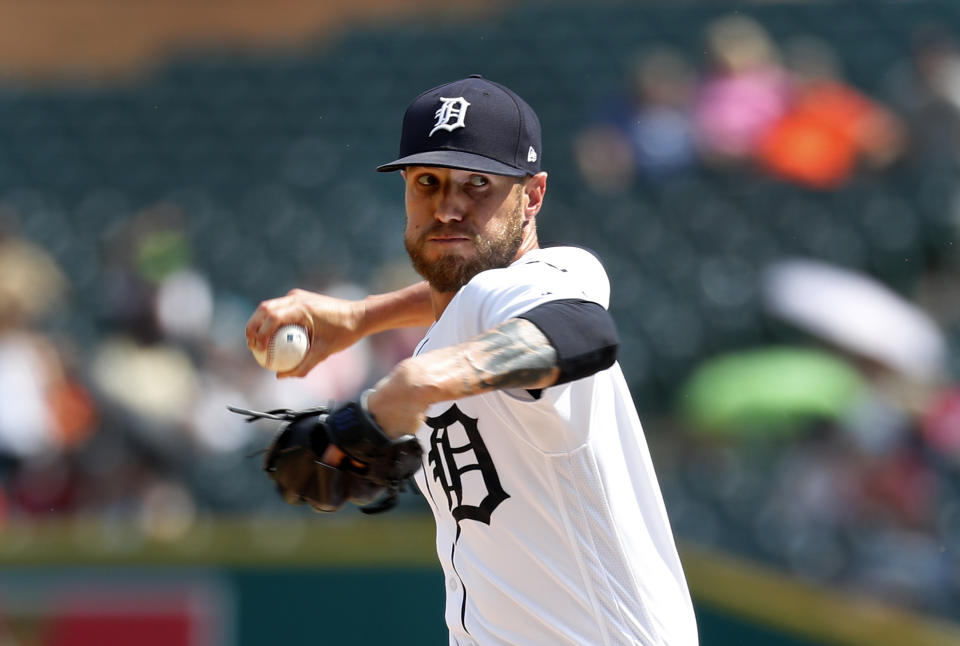 Detroit Tigers closer Shane Greene is racking up saves, but some advanced metrics suggest he could be a player to fade. (AP Photo/Paul Sancya)