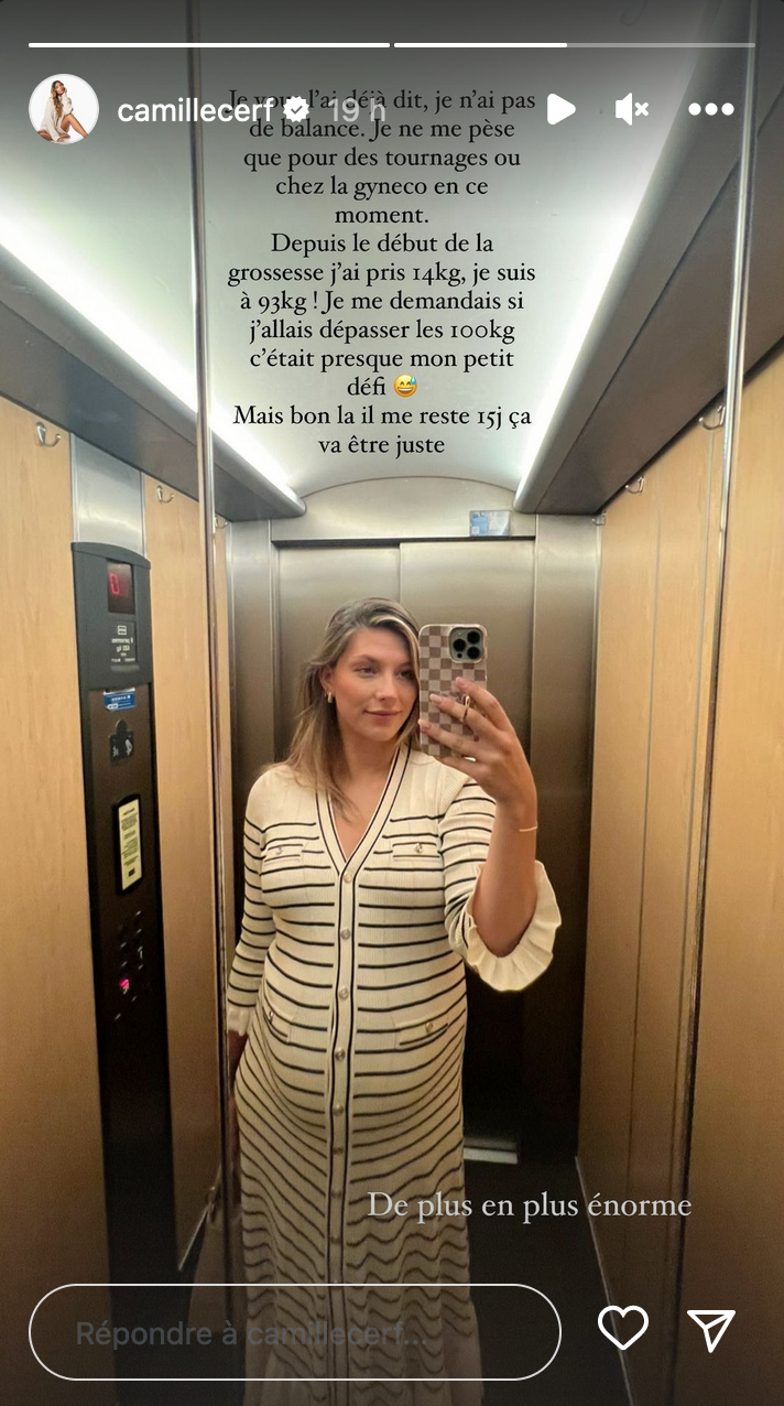 Camille Cerf évoque sa prise de poids pendant sa grossesse. © Instagram Camille Cerf