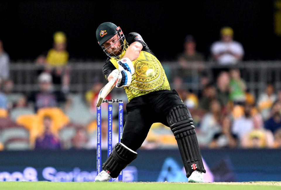 Aaron Finch, pictured here in action for Australia against Ireland at the T20 World Cup.