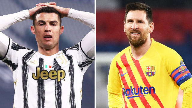 Superstar Footballers, Cristiano Ronaldo and Lionel Messi Pose