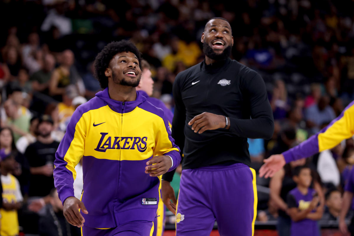 LeBron James and Bronny share the court for the first time in the Lakers’ preseason game